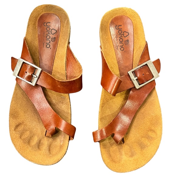 Yokono Shoes Yokono Leather Made In Spain Sandals Sz 65 Toe Loop
